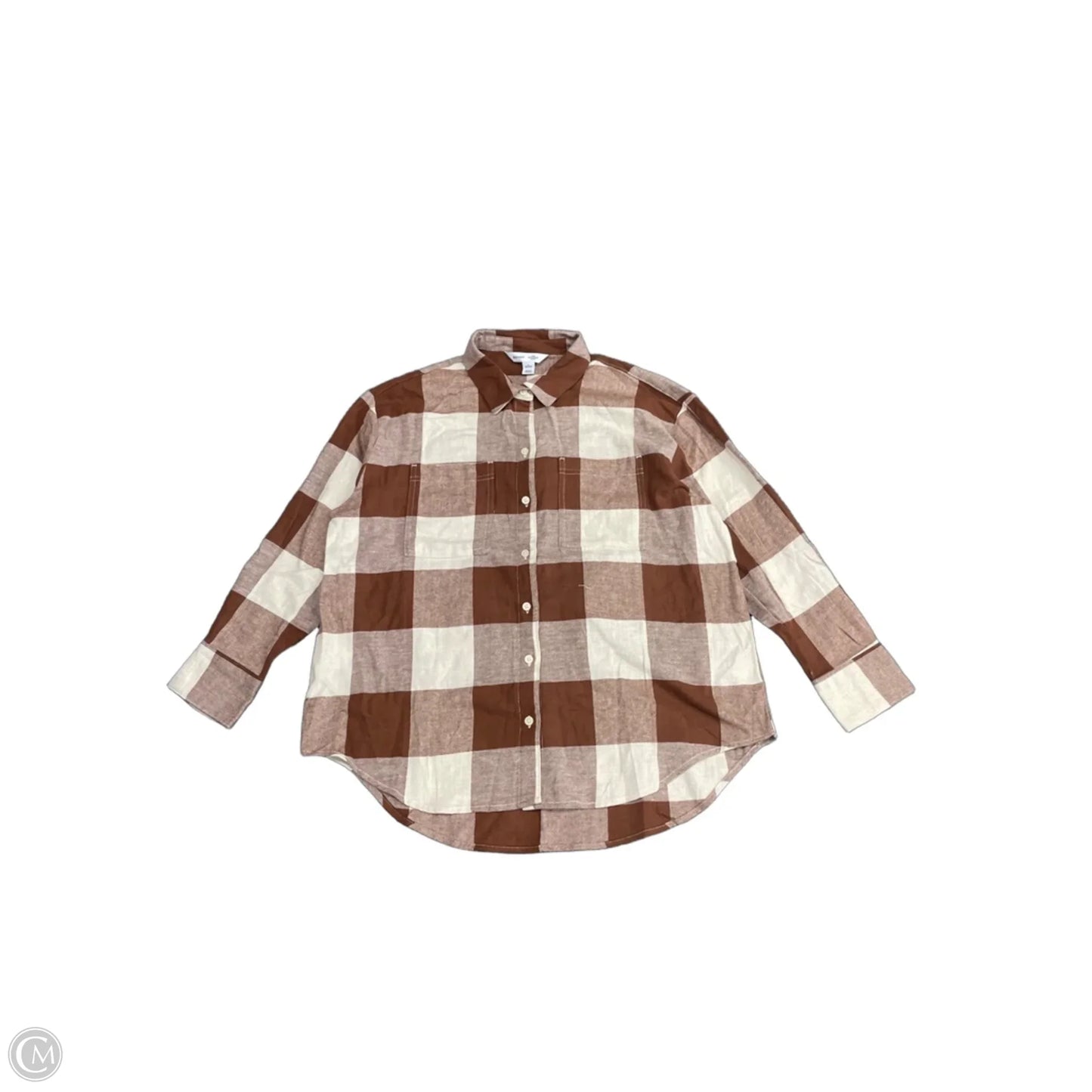 Top Long Sleeve By Old Navy In Brown & Cream, Size: Lp