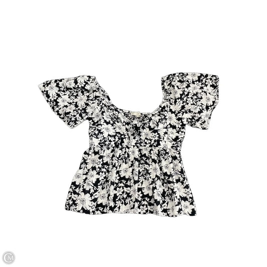 Top Short Sleeve By Loft In Black & White, Size: M