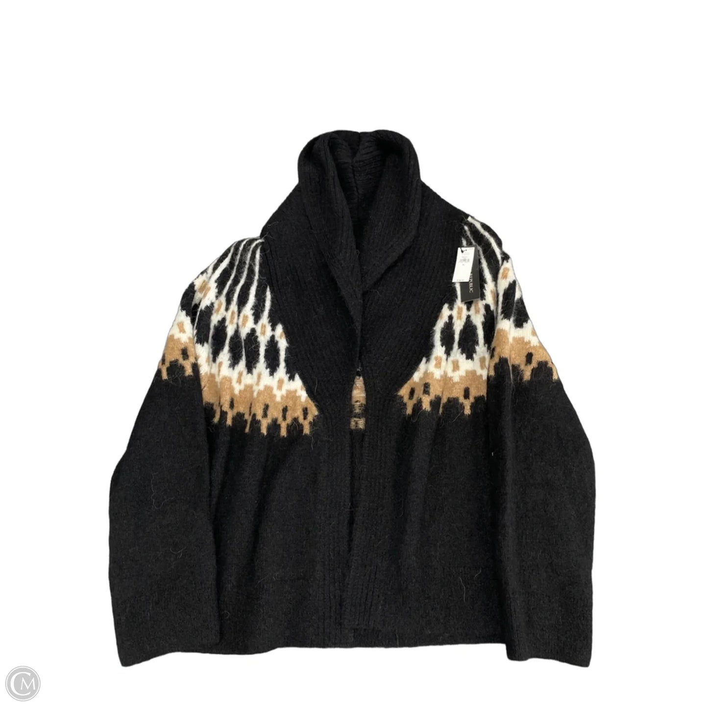 Sweater Cardigan By Banana Republic In Black & Tan, Size: Xl