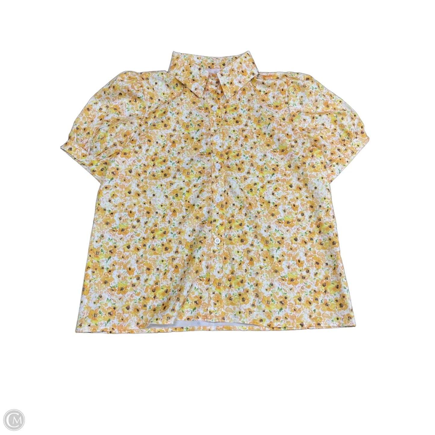 Top Short Sleeve By Cme In Yellow, Size: M