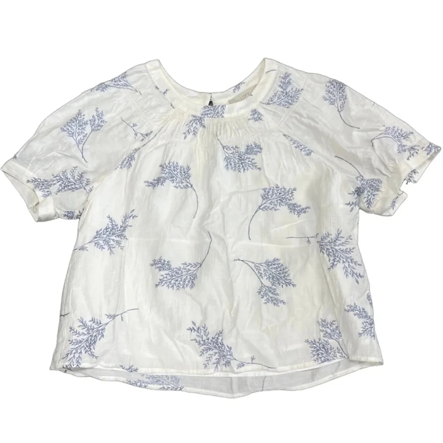 Top Short Sleeve By Loft In Blue & White, Size: L