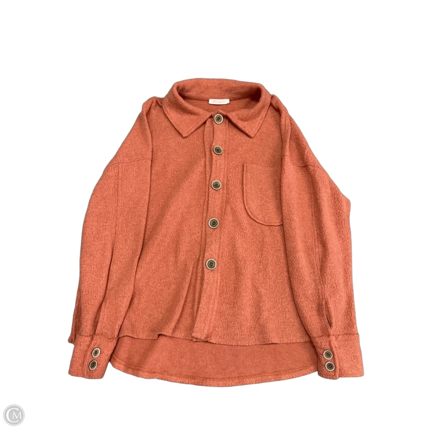 Jacket Shirt By Ces Femme In Orange & Pink, Size: M
