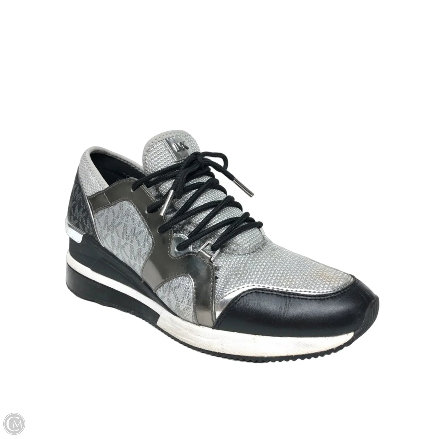 Shoes Heels Wedge By Michael By Michael Kors In Black & Silver, Size: 10