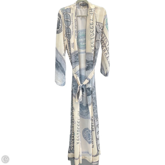 Kimono By Clothes Mentor In Blue & Cream, Size: L