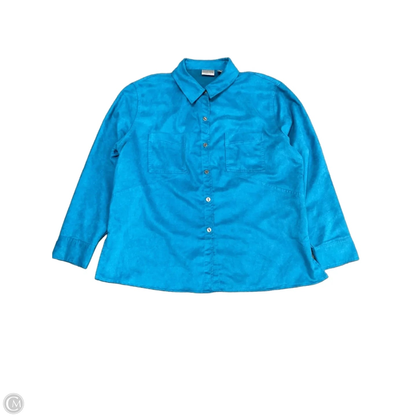 Jacket Shirt By Chicos In Blue, Size: L