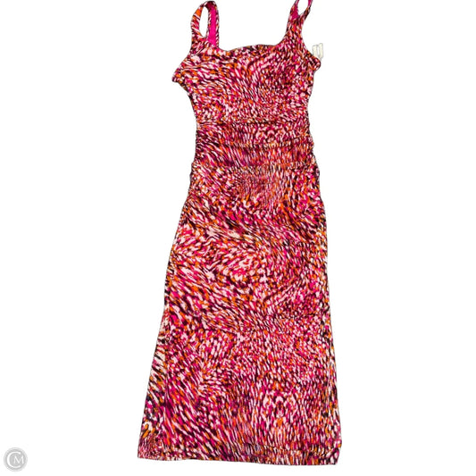 Dress Casual Midi By Bar Iii In Orange & Pink, Size: L