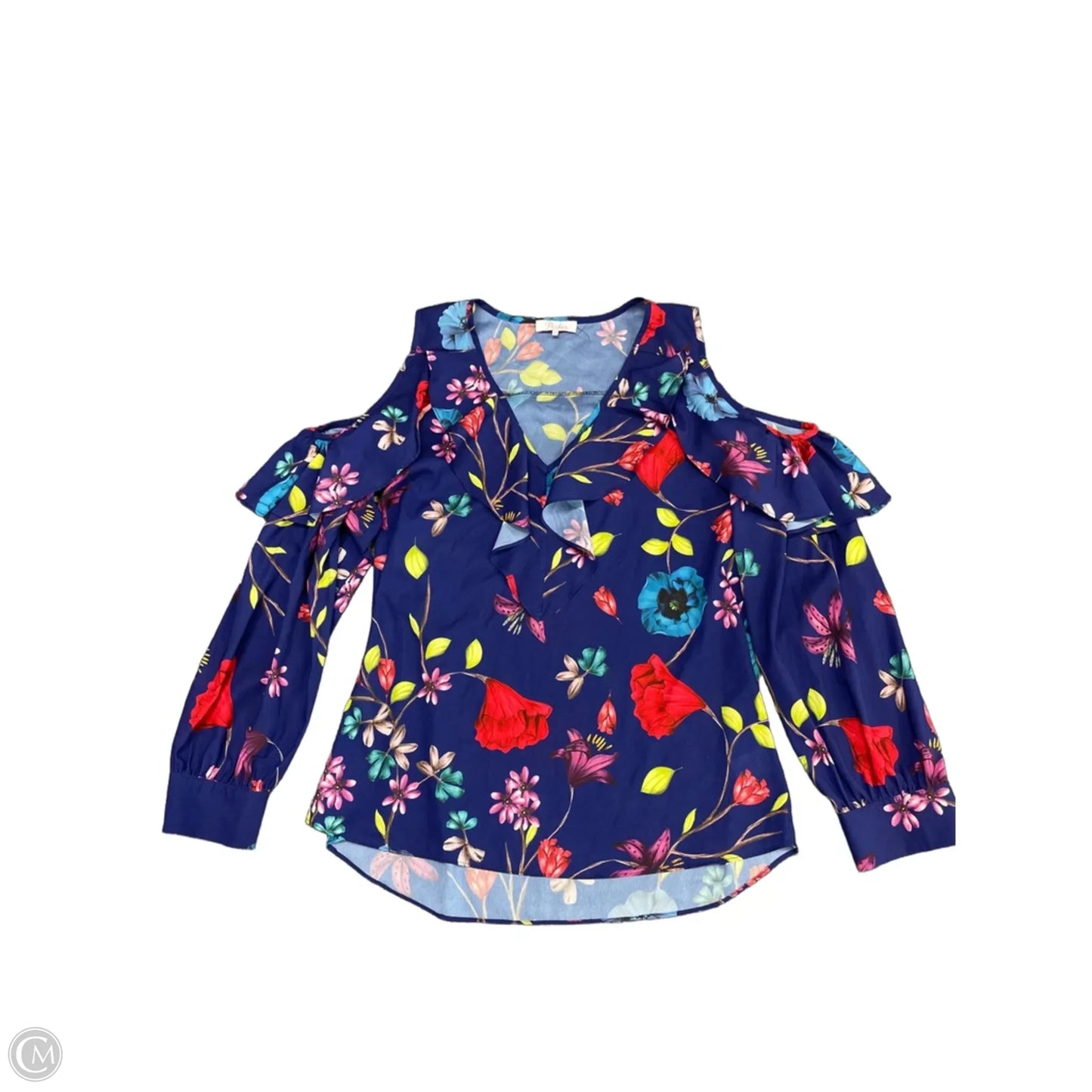 Tunic Long Sleeve By Jm Collections In Floral Print, Size: Xl
