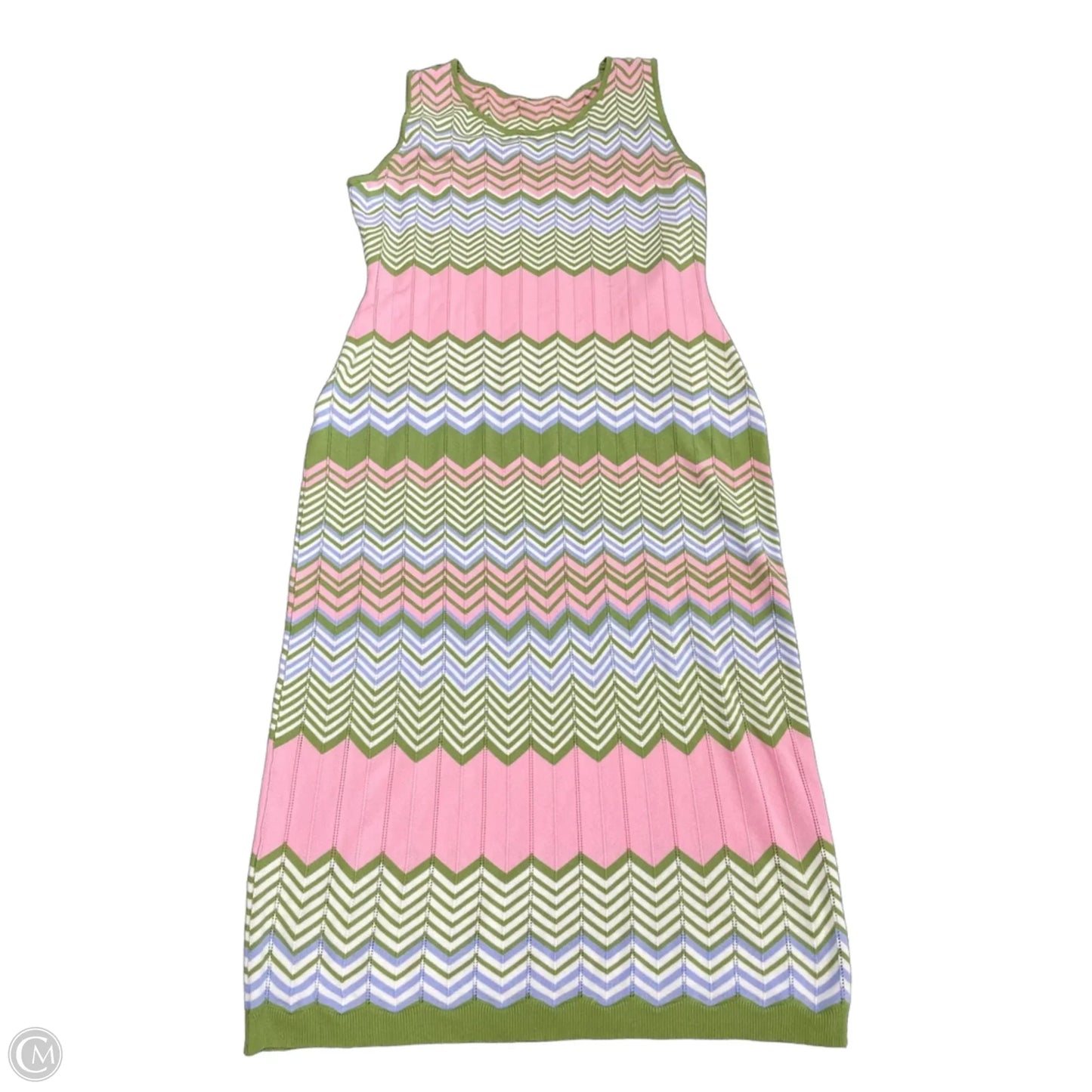 Dress Casual Midi By Cmf In Green & Pink, Size: Xxl