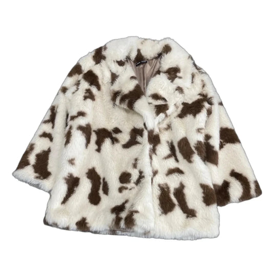 Coat Faux Fur & Sherpa By Shein In Brown & Cream, Size: Xs