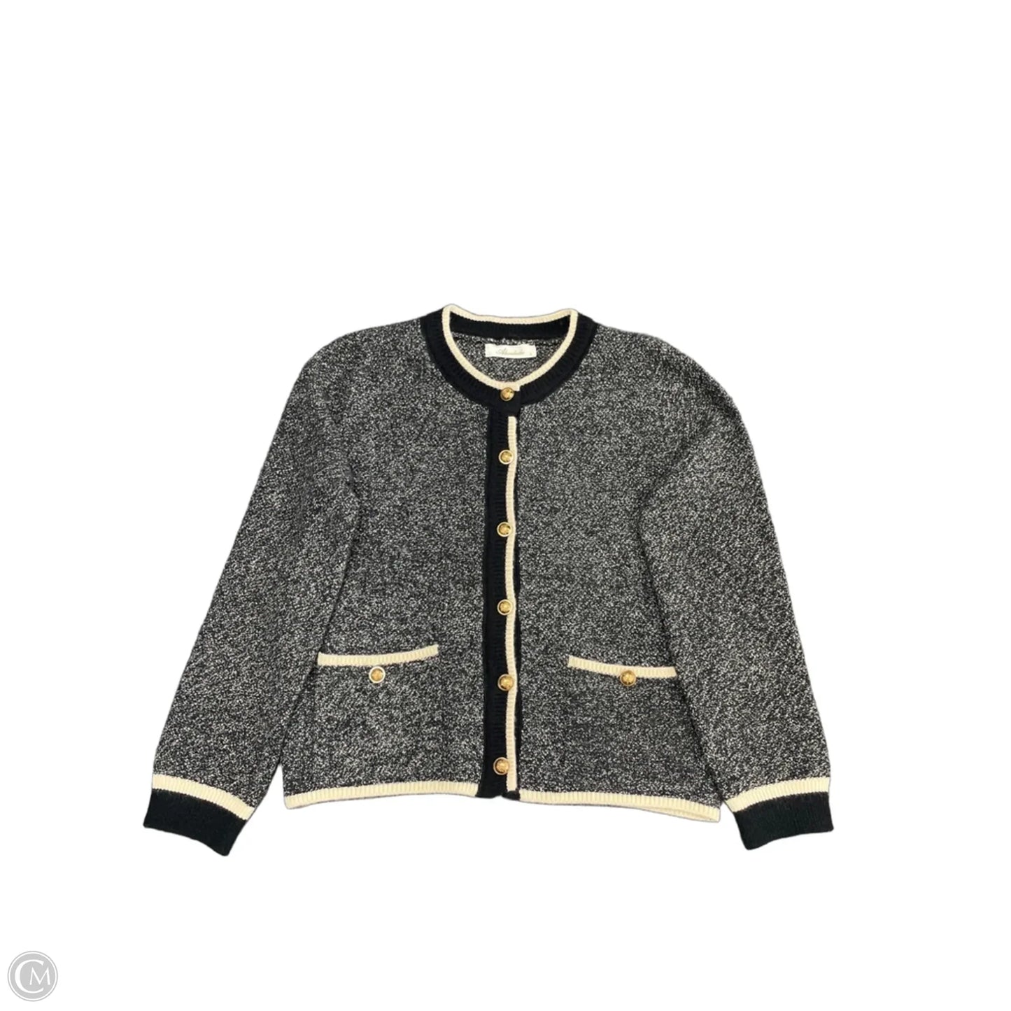 Sweater Cardigan By Clothes Mentor In Black & Cream, Size: S