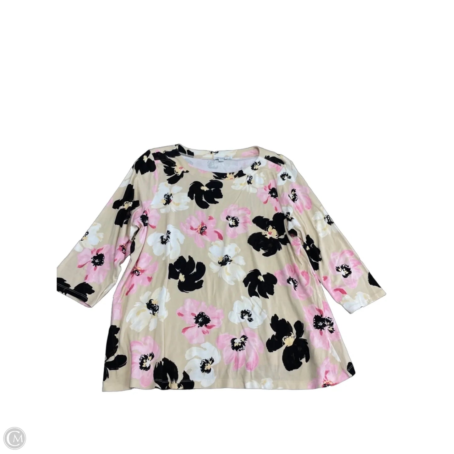 Top 3/4 Sleeve Basic By Chicos In Floral Print, Size: Xxl