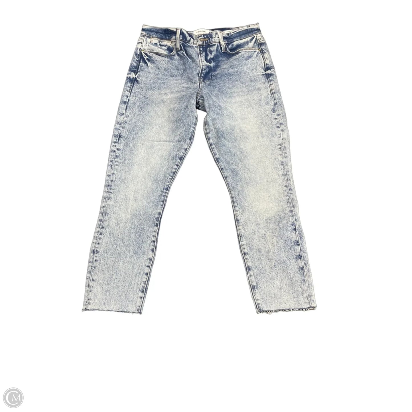 Jeans Cropped By Frame In Blue Denim, Size: 10