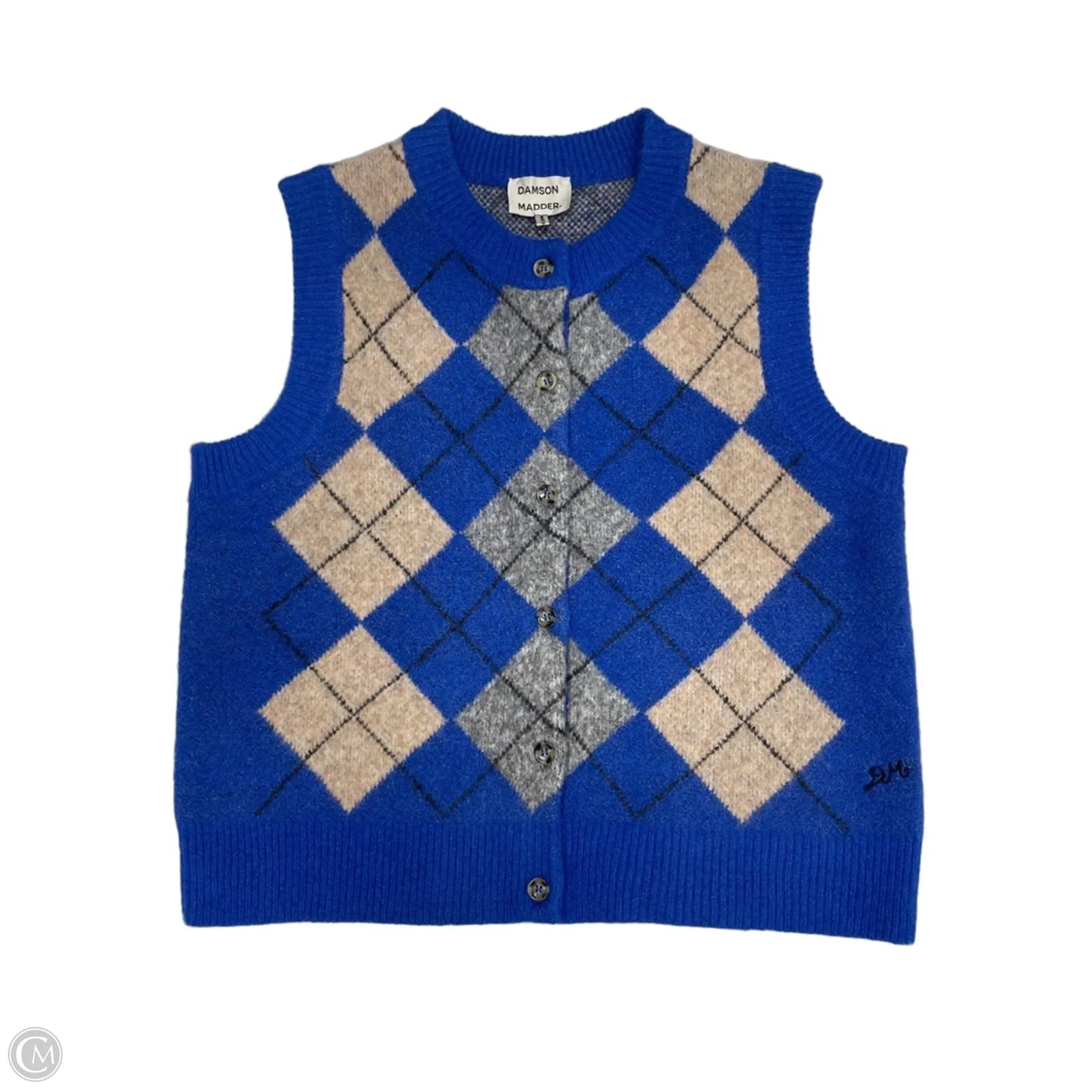 Vest Sweater By Damson Madder In Blue & Tan, Size: 14