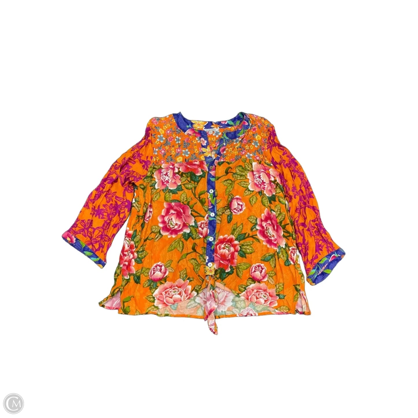 Top Long Sleeve By John Mark In Floral Print, Size: 1x