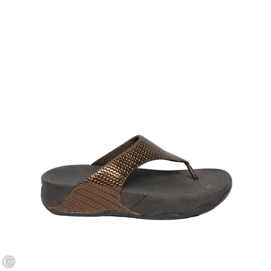 Sandals Heels Wedge By Fitflop In Brown, Size: 9