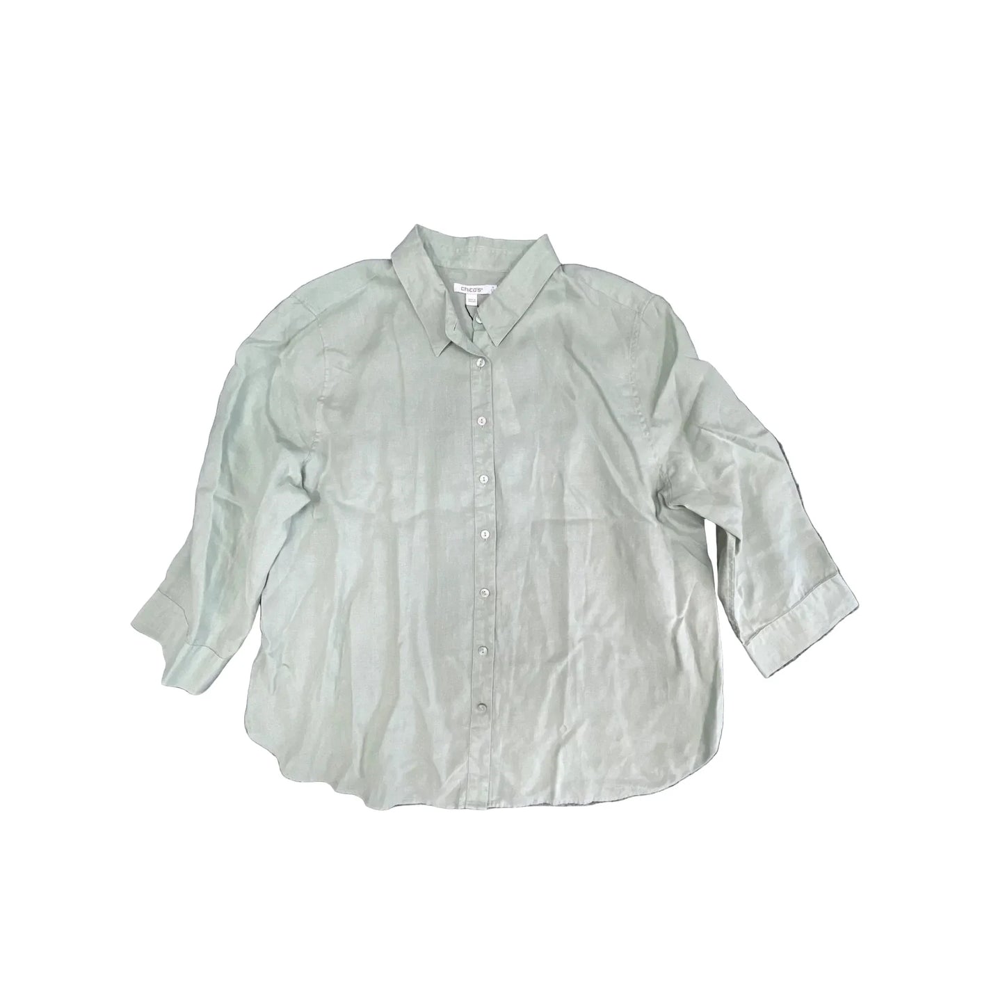 Top 3/4 Sleeve By Chicos In Green, Size: Xxl