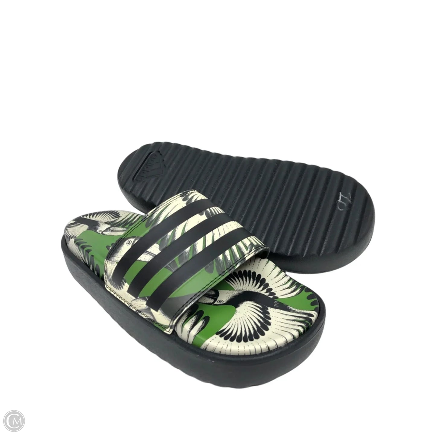 Sandals Sport By Adidas In Black & Green, Size: 9