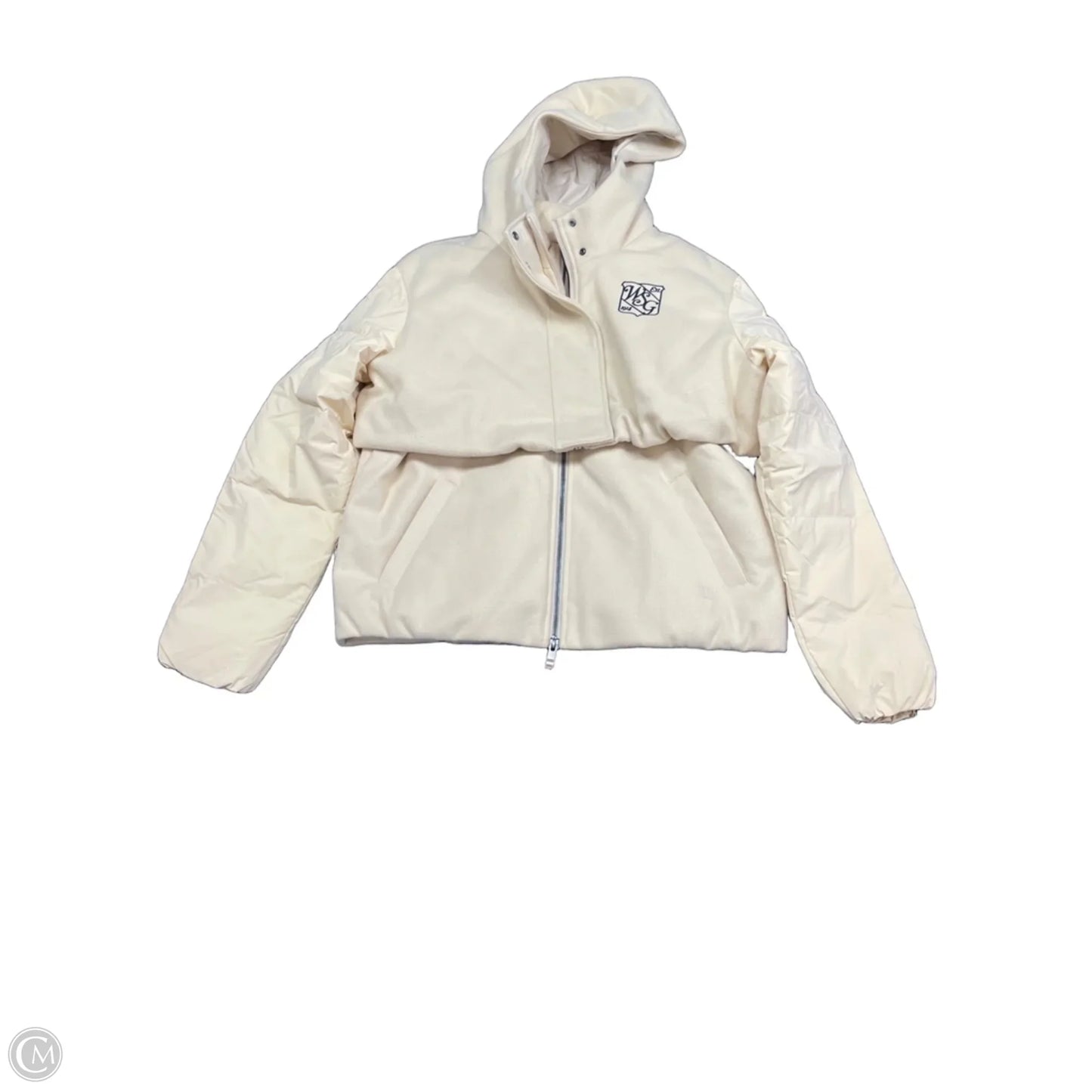 Jacket Puffer & Quilted By Cmc In Blue & Cream, Size: S