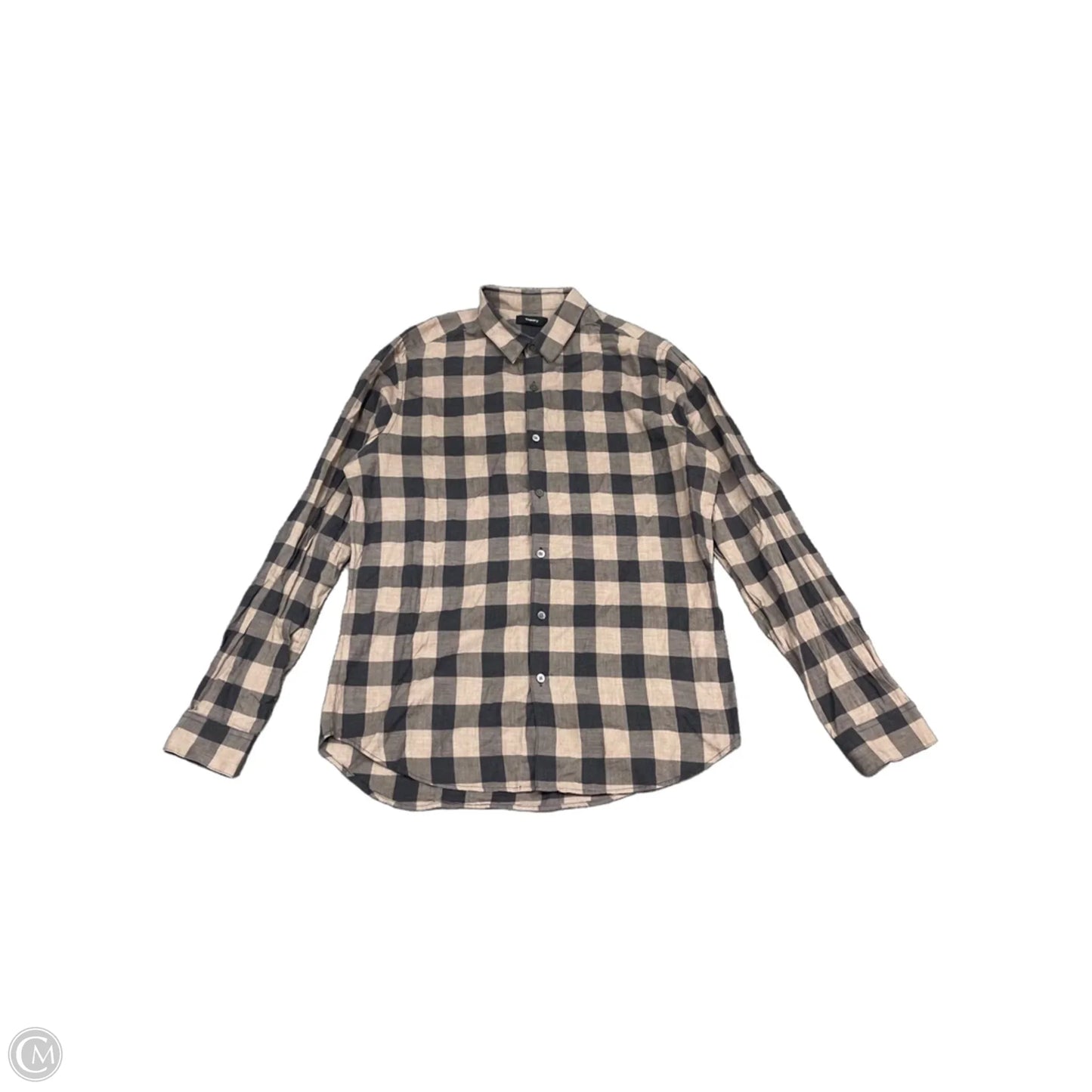 Top Long Sleeve By Theory In Plaid Pattern, Size: L