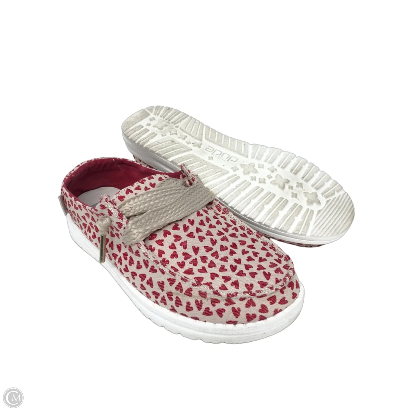 Shoes Sneakers By Hey Dude In Red & Tan, Size: 6