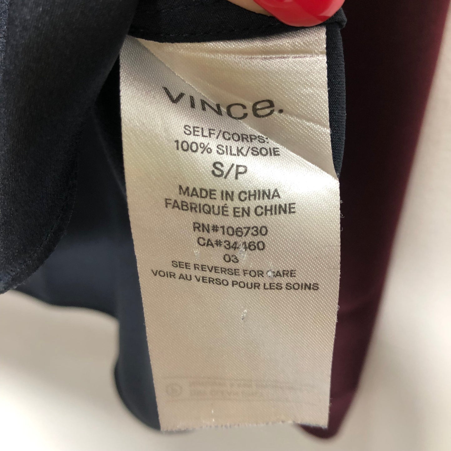 Blouse Long Sleeve By Vince  Size: S