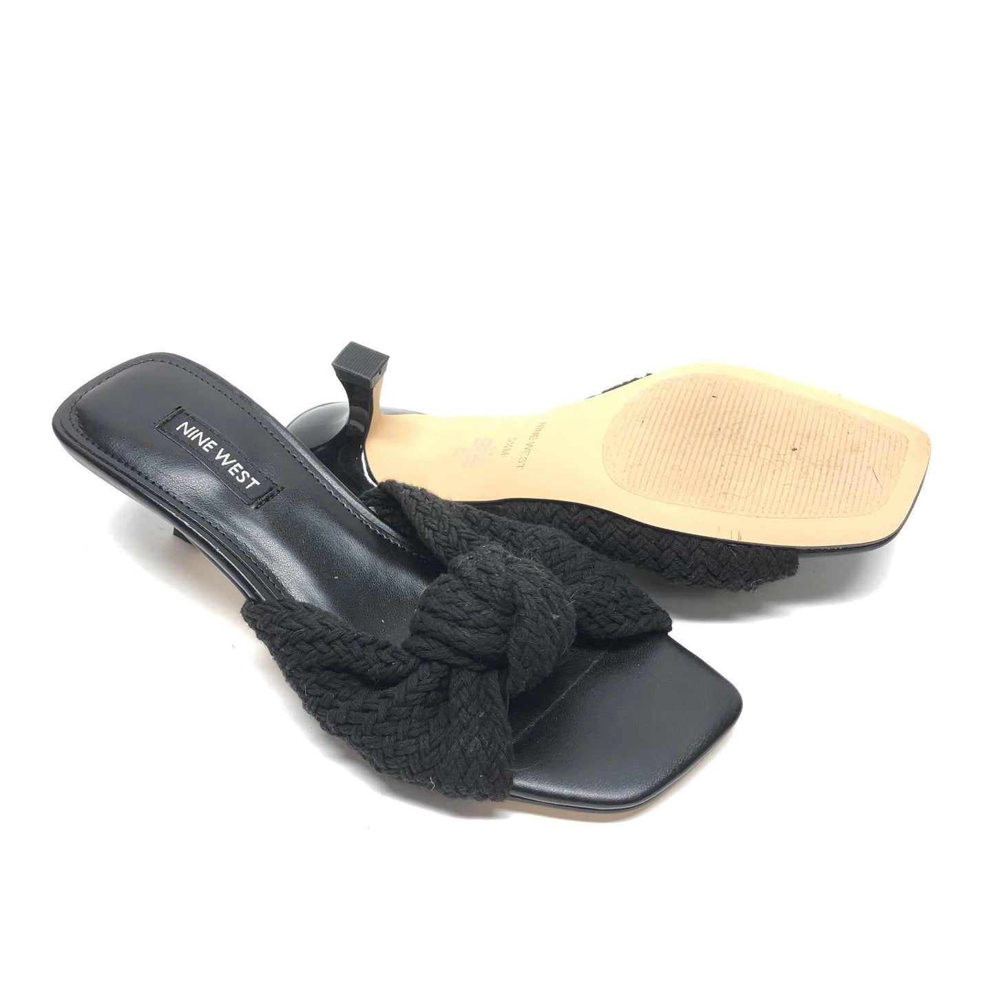 Black Sandals Heels Kitten Nine West, Size 5.5