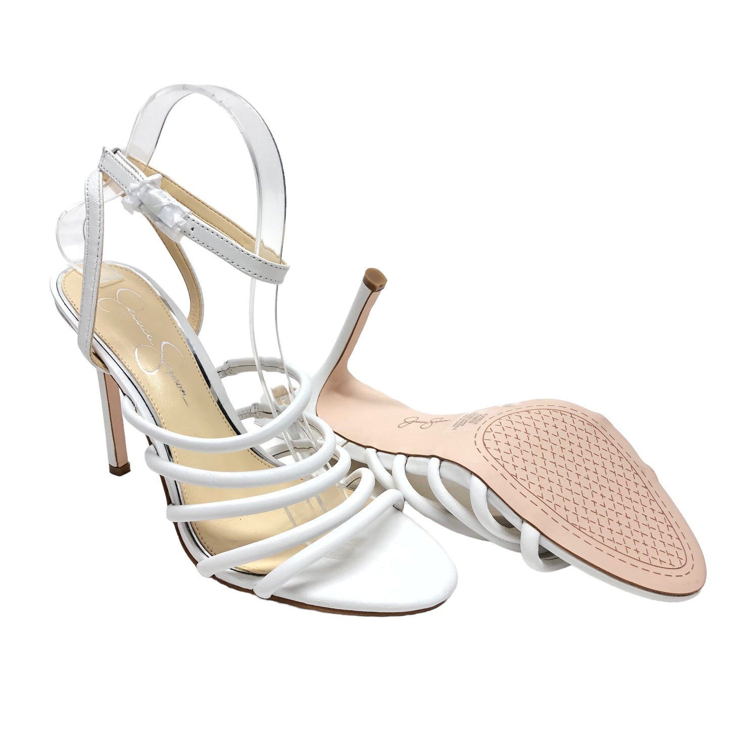White Sandals Heels Stiletto Jessica Simpson, Size 8.5
