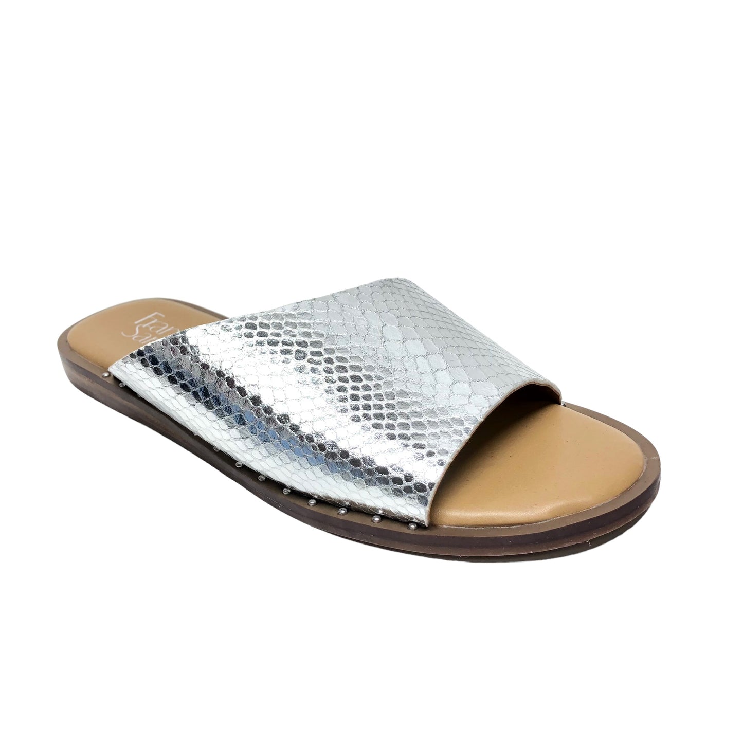 Silver Sandals Flats Franco Sarto, Size 6.5