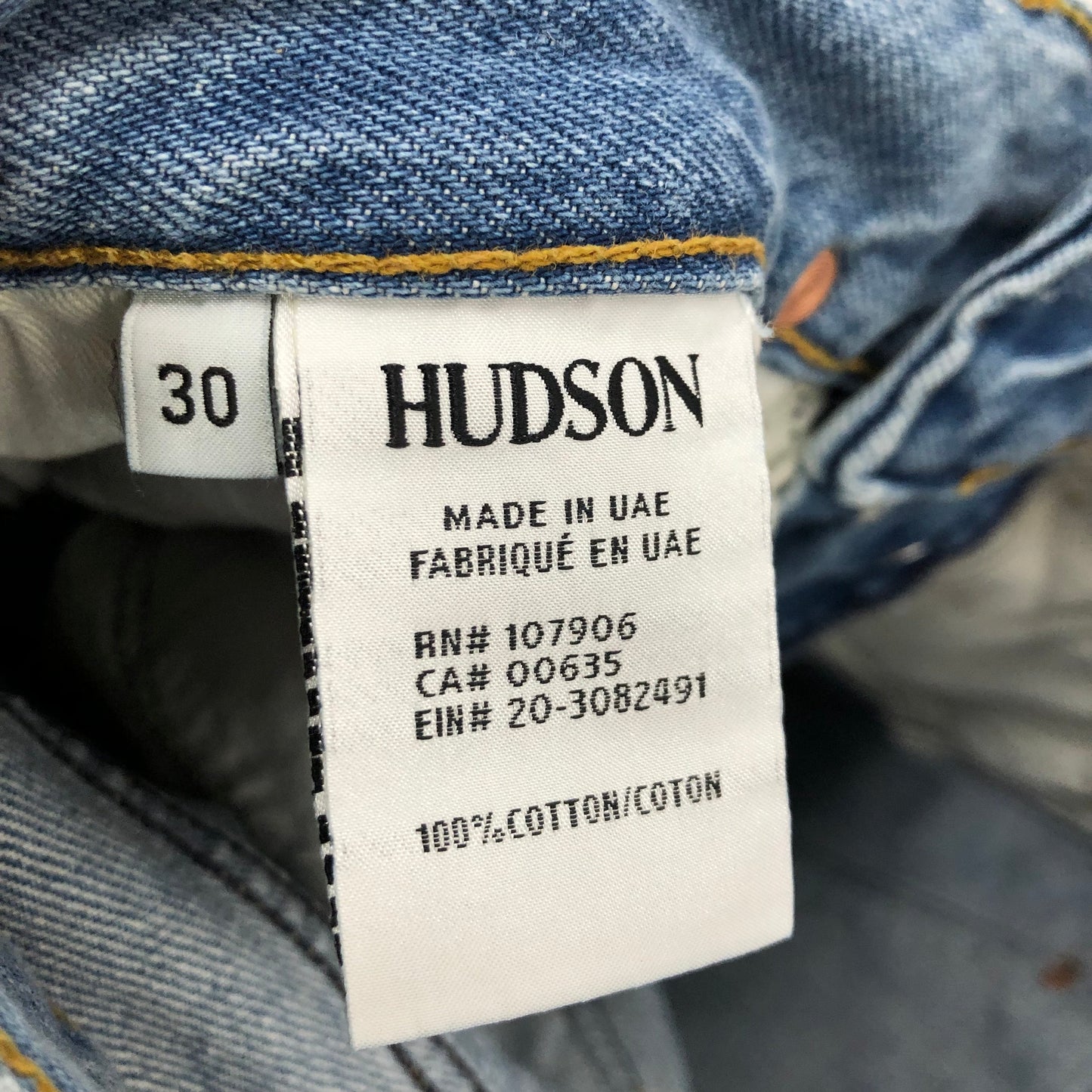 Blue Denim Jeans Straight Hudson, Size 10