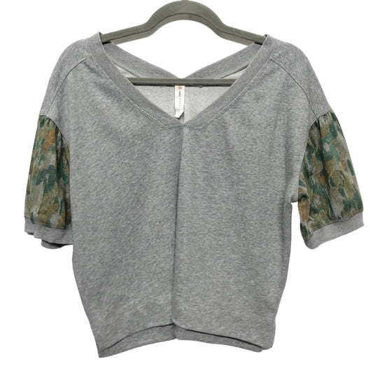 Green & Grey Top Short Sleeve Daily Practice By Anthropologie, Size S