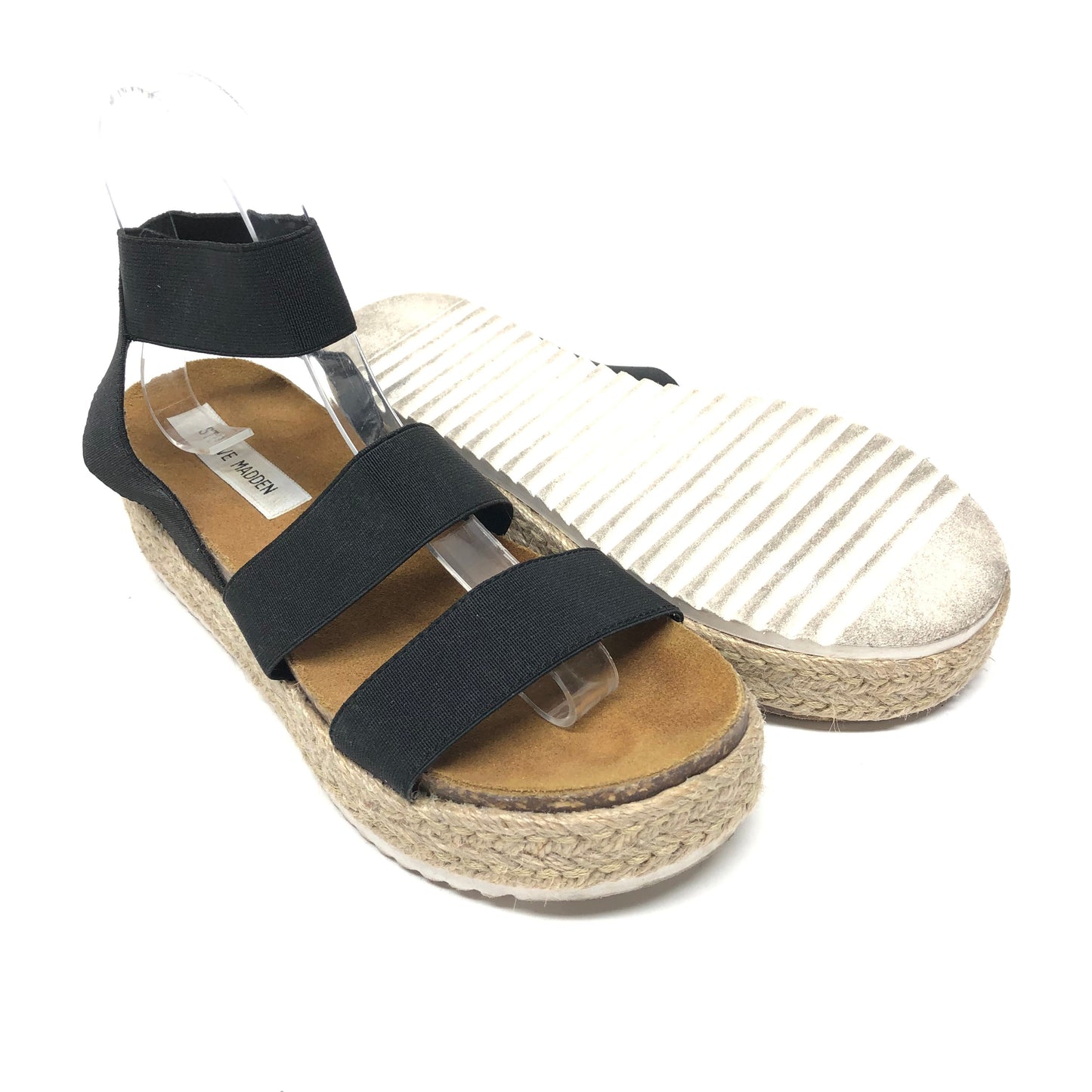 Black Sandals Heels Platform Steve Madden, Size 8