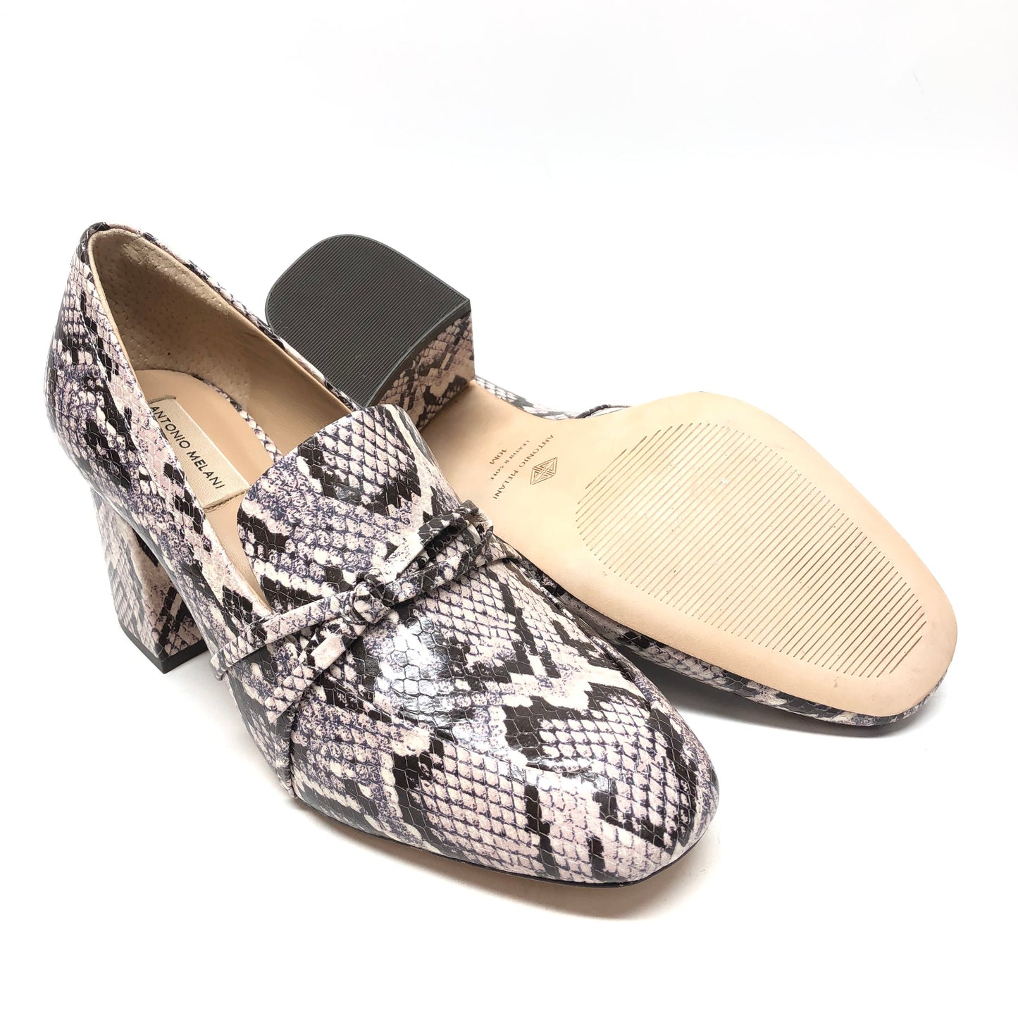 Snakeskin Print Shoes Heels Block Antonio Melani, Size 10