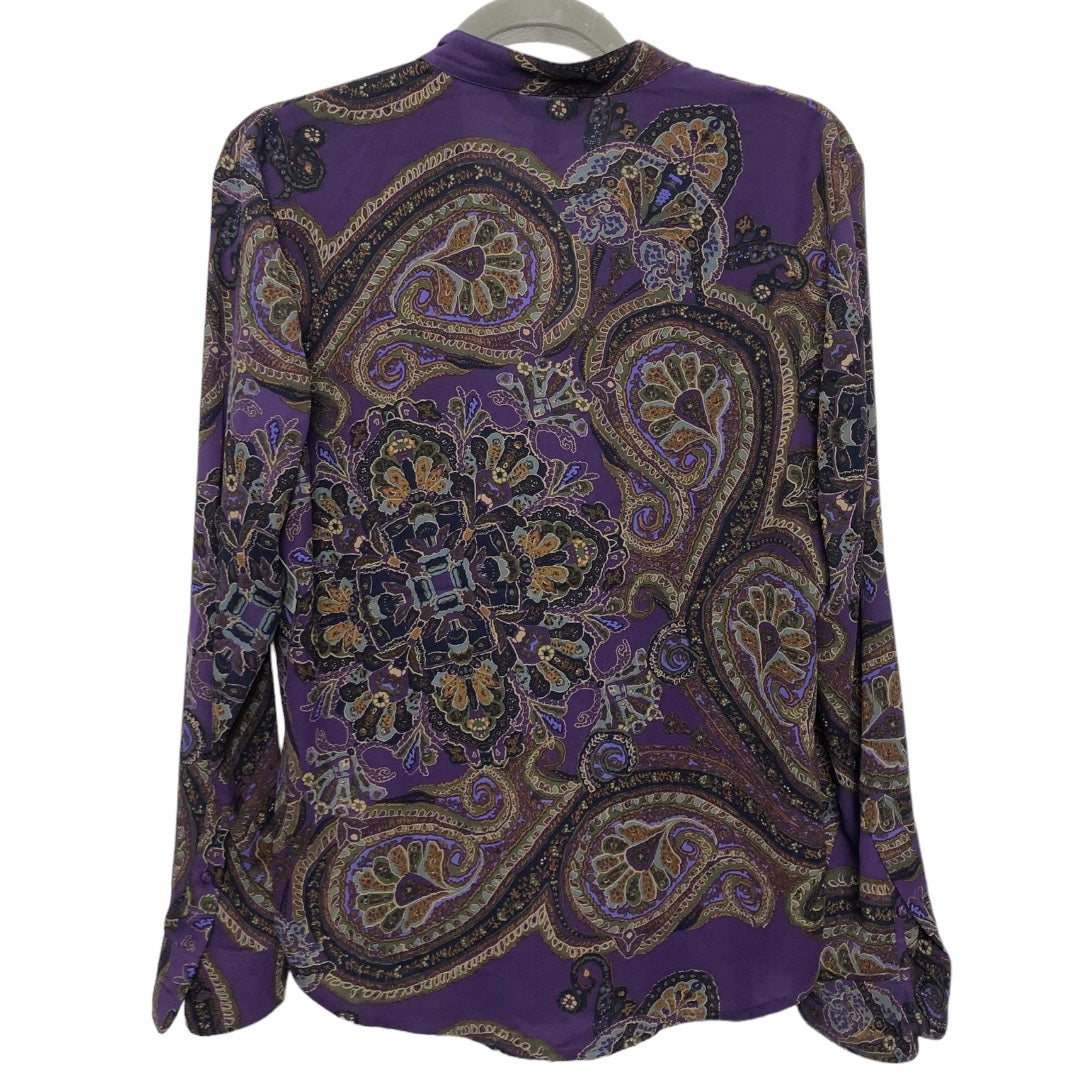 Purple Blouse Long Sleeve Lauren By Ralph Lauren, Size M