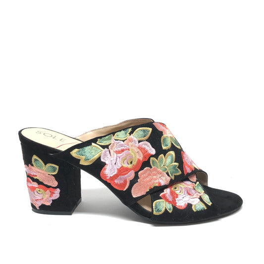 Floral Print Sandals Heels Block Sole Society, Size 11