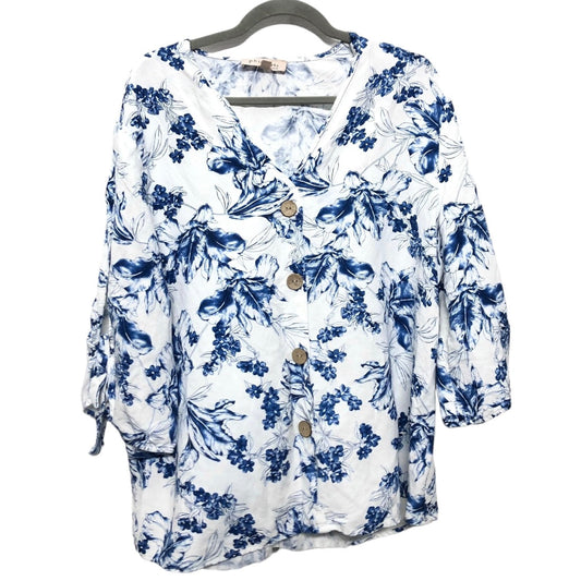 Blue & White Top 3/4 Sleeve Philosophy, Size Xl