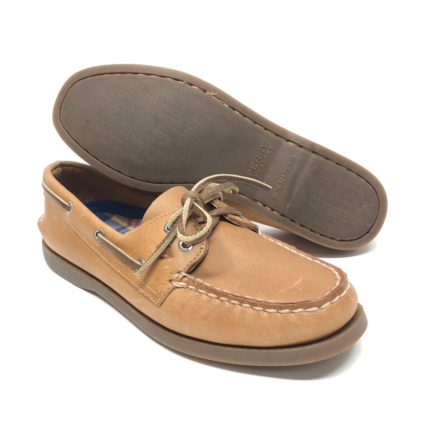 Tan Shoes Flats Sperry, Size 7.5