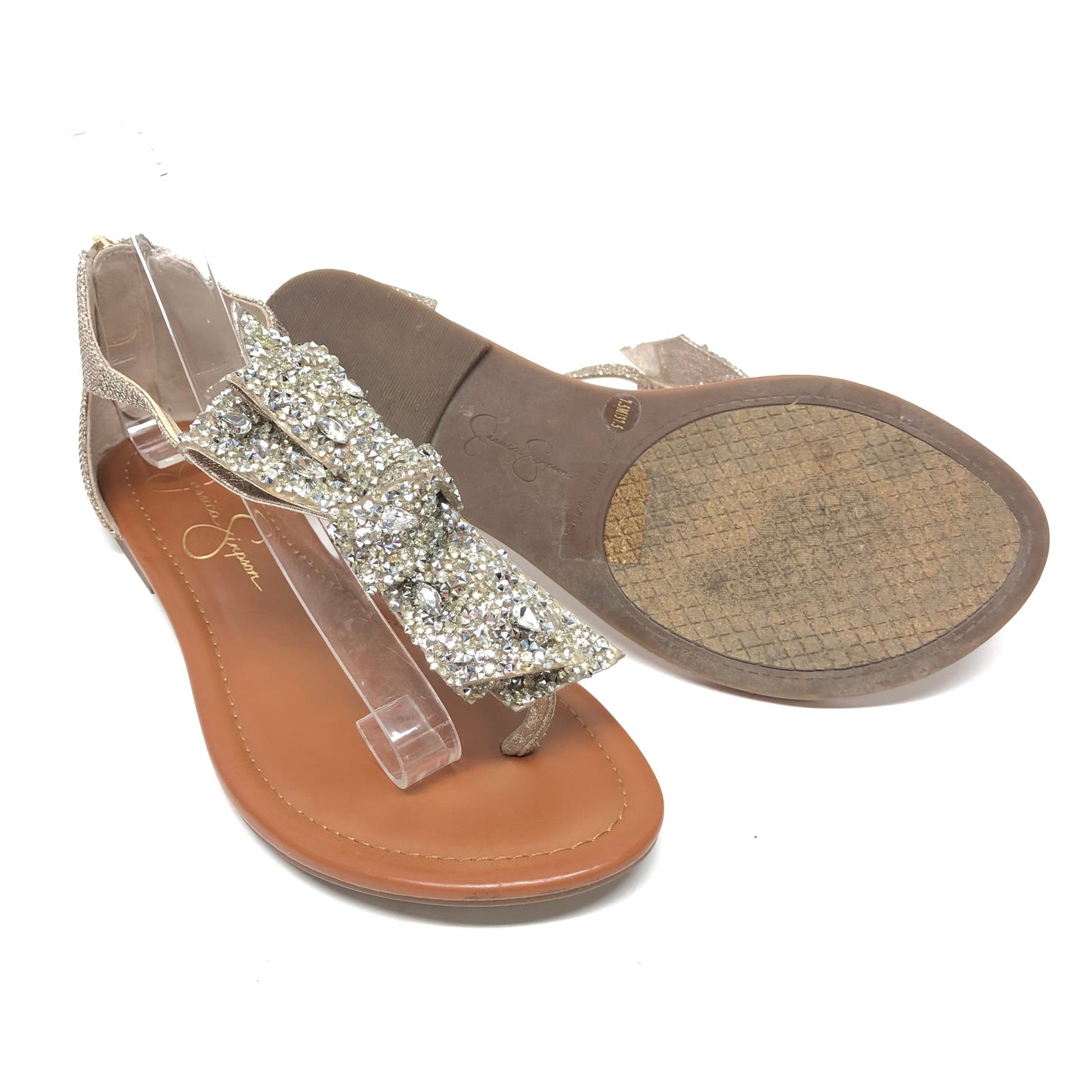 Gold Sandals Flats Jessica Simpson, Size 7.5