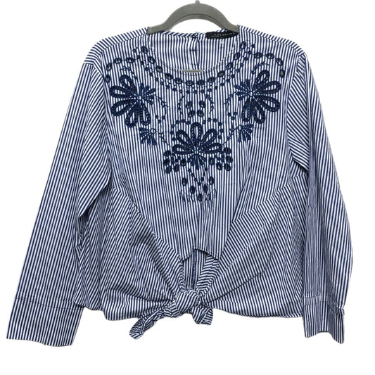 Blue & White Top Long Sleeve Zara, Size M