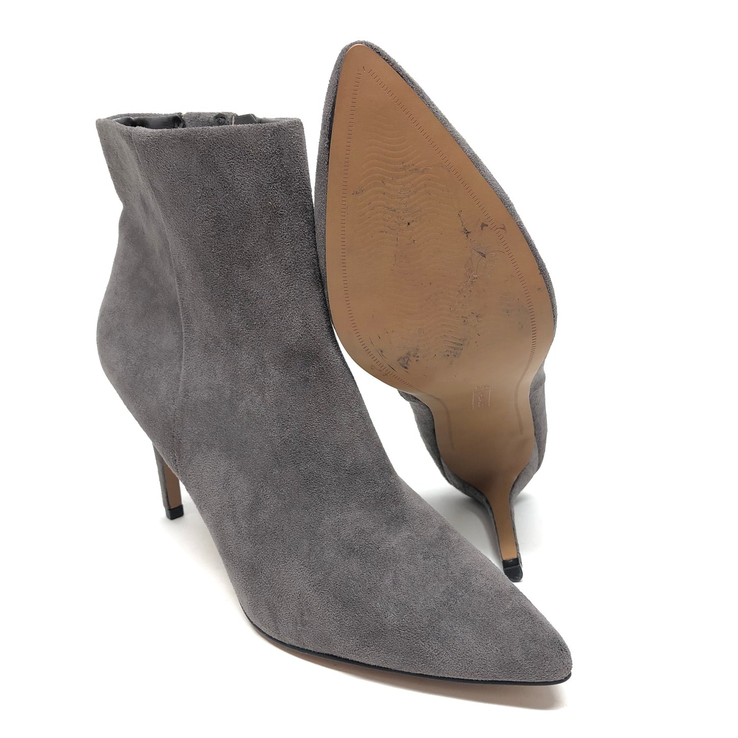 Grey Boots Ankle Heels Steve Madden, Size 9.5