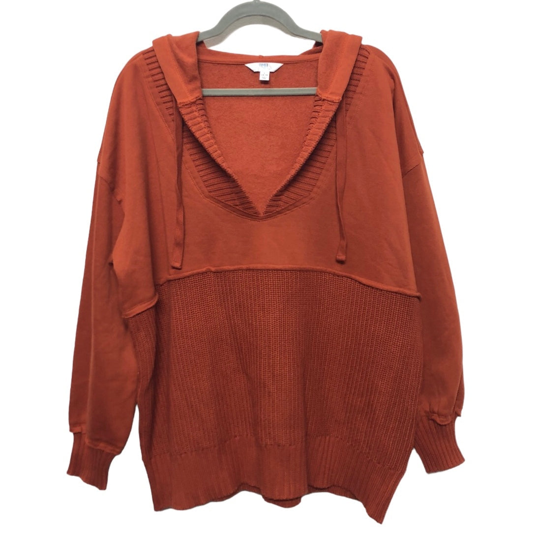 Sweatshirt Hoodie By Time And Tru In Brown & Orange, Size: L