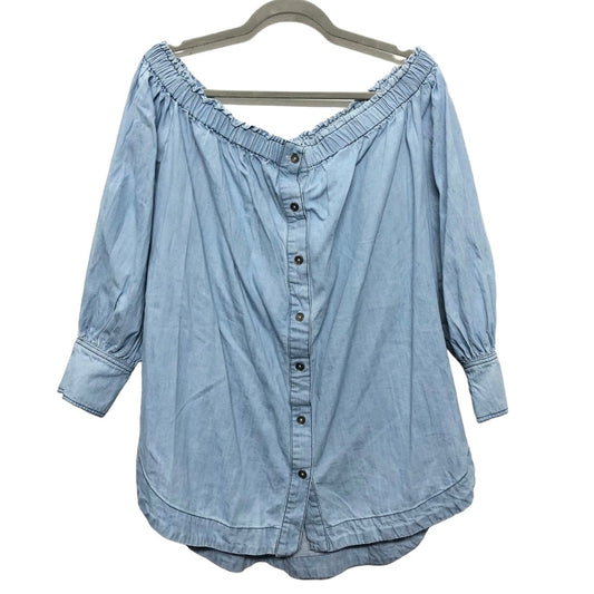 Top 3/4 Sleeve By Free People In Blue Denim, Size: M