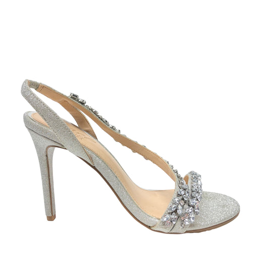 Sandals Heels Stiletto By Badgley Mischka In Silver, Size: 7.5