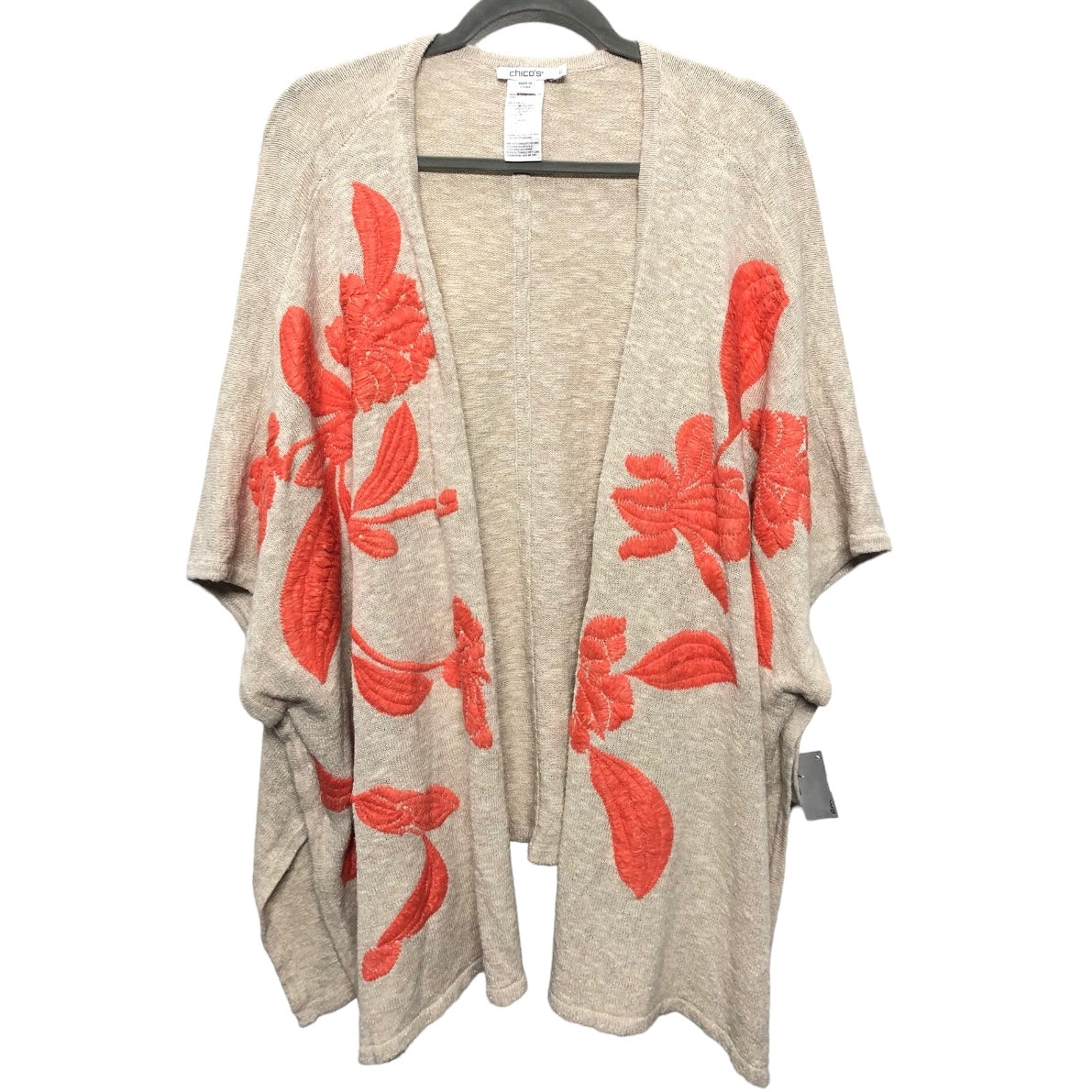 Sweater Cardigan By Chicos In Orange & Tan, Size: Xl