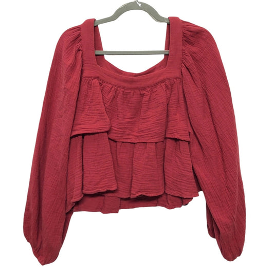 Blouse Long Sleeve By Entro In Red, Size: L