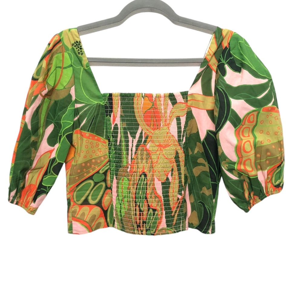 Top 3/4 Sleeve By Julie Brown In Green & Orange, Size: M