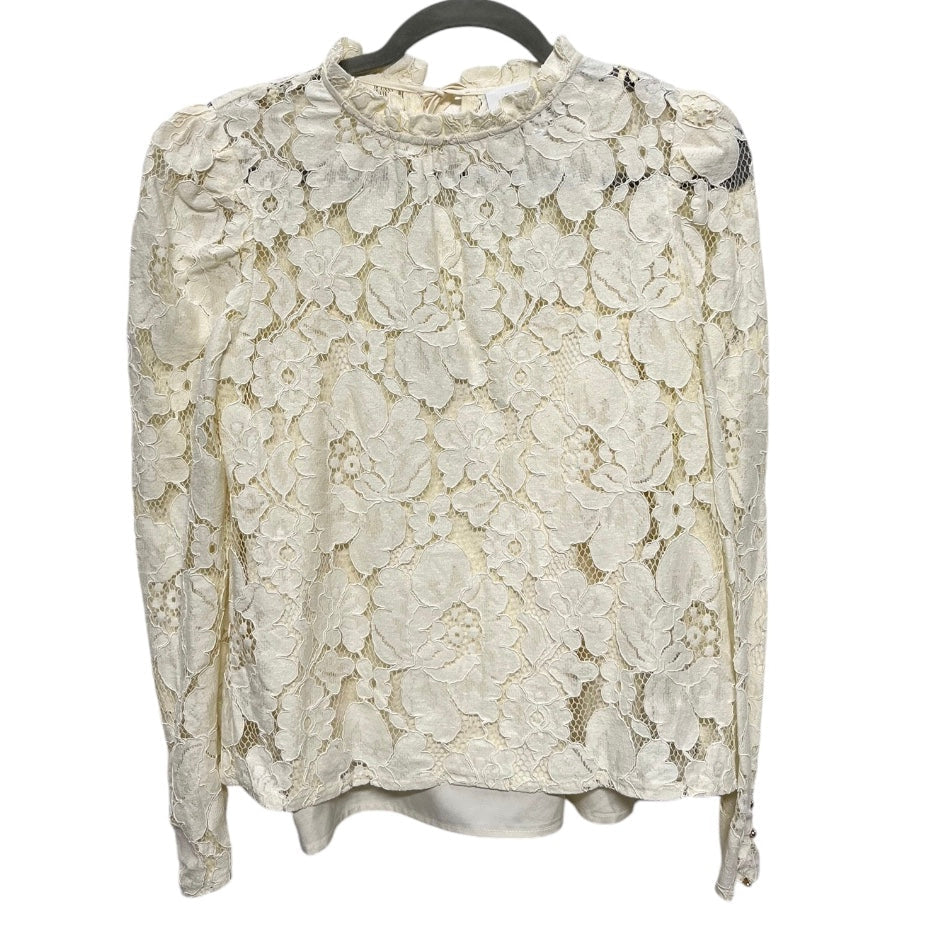 Blouse Long Sleeve By Anthropologie In Cream, Size: S