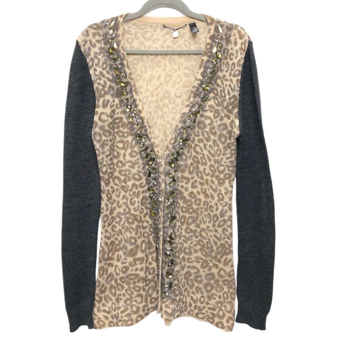 Sweater Cardigan By Bke In Leopard Print, Size: L