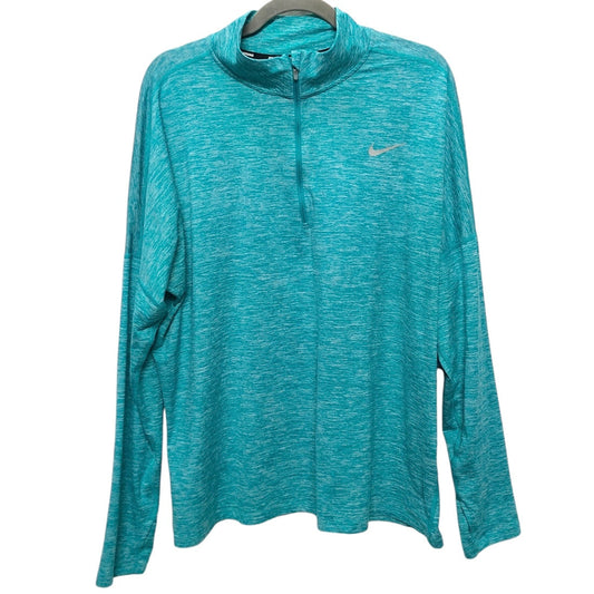 Athletic Top Long Sleeve Collar By Nike In Teal, Size: 1x