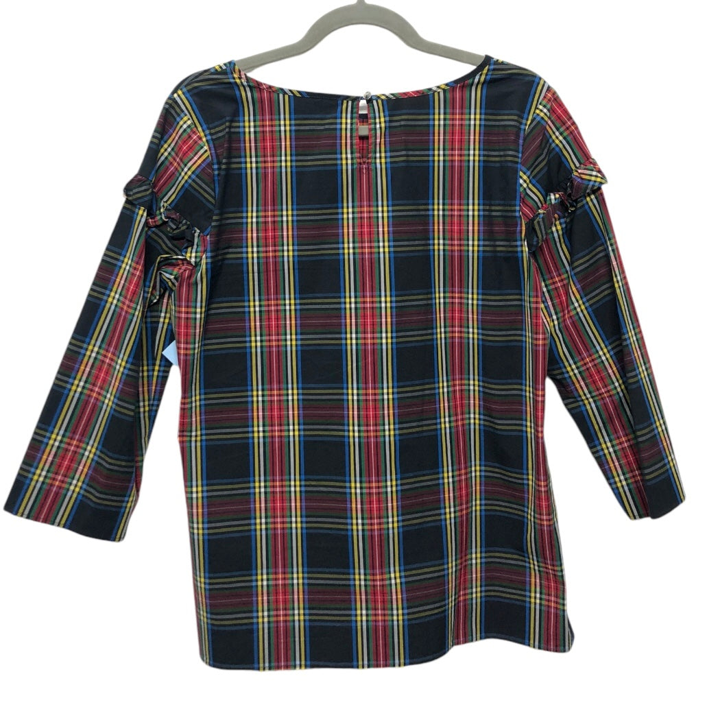 Top Long Sleeve By Talbots In Plaid Pattern, Size: M