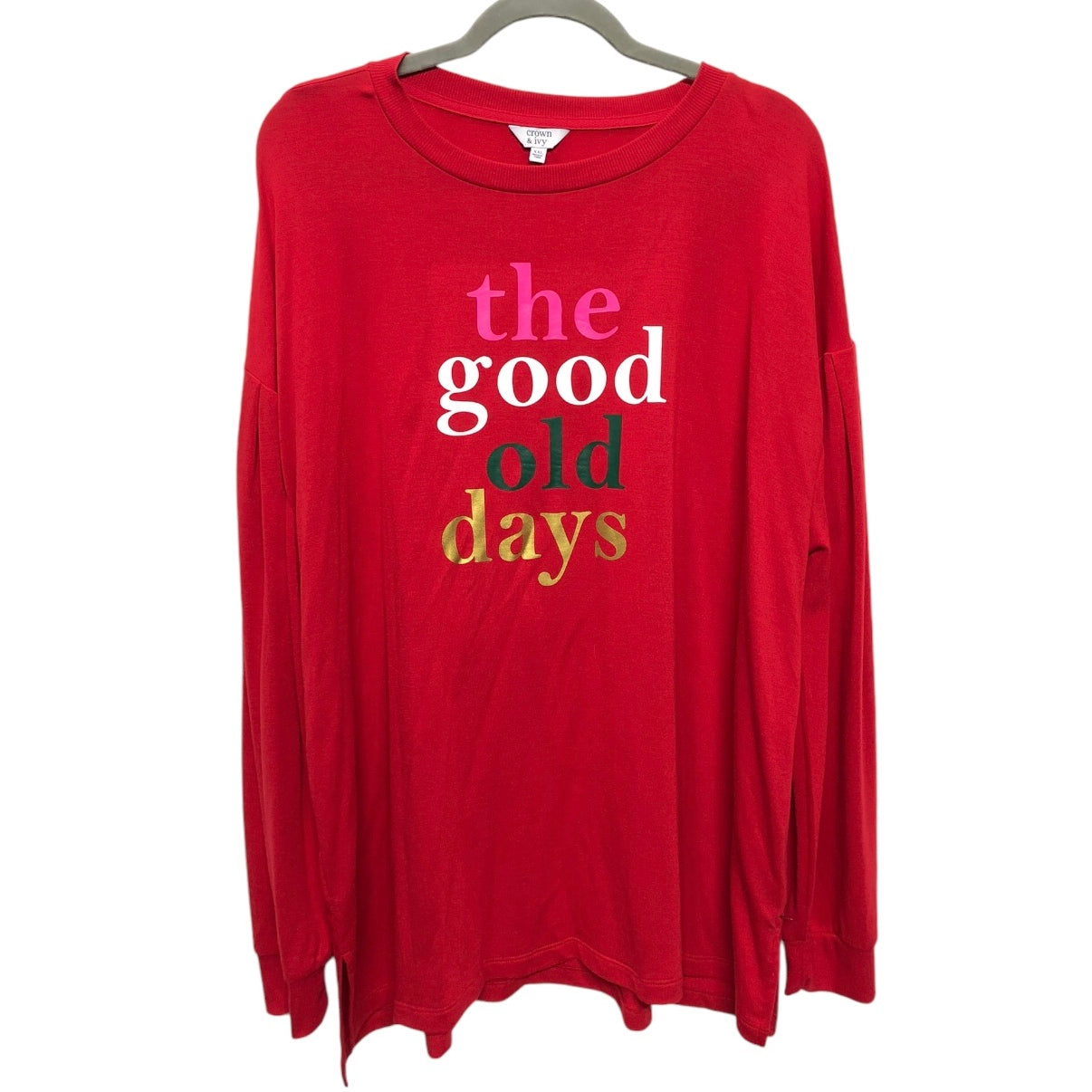 Top Long Sleeve Basic By Crown And Ivy In Red, Size: Xxl